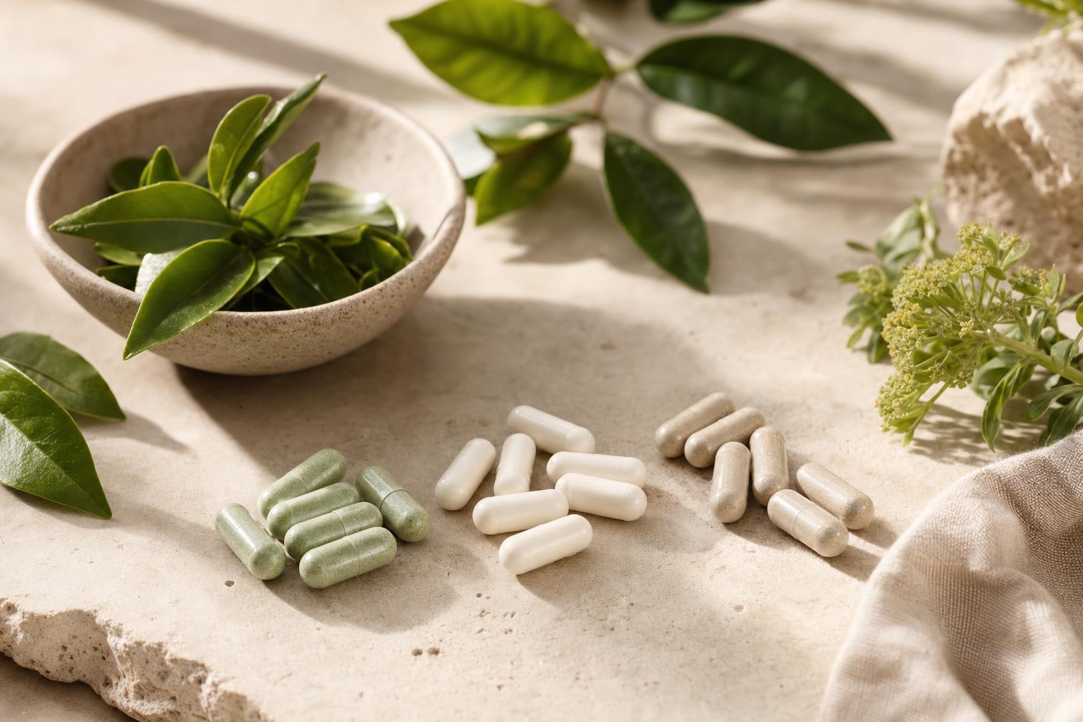 Focus supplements including L-theanine, citicoline, and rhodiola with green tea
