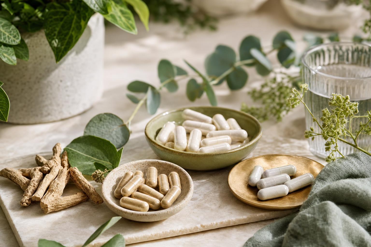 Ashwagandha, magnesium, and L-theanine supplements for stress