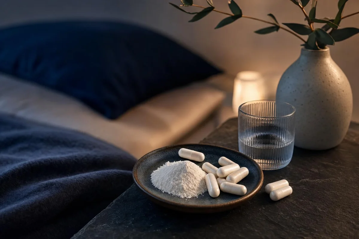 Magnesium glycinate capsules and powder used for sleep