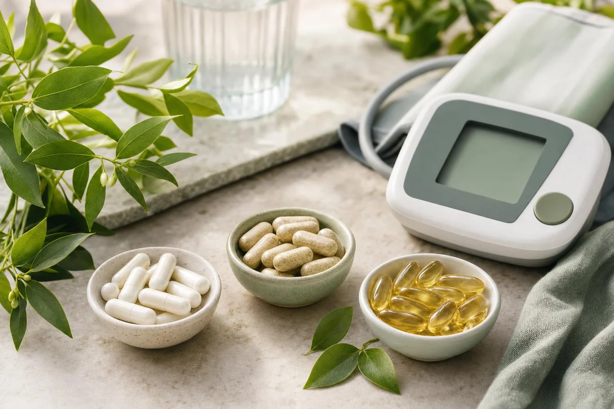 Blood-pressure supplements including magnesium and potassium with a home monitor